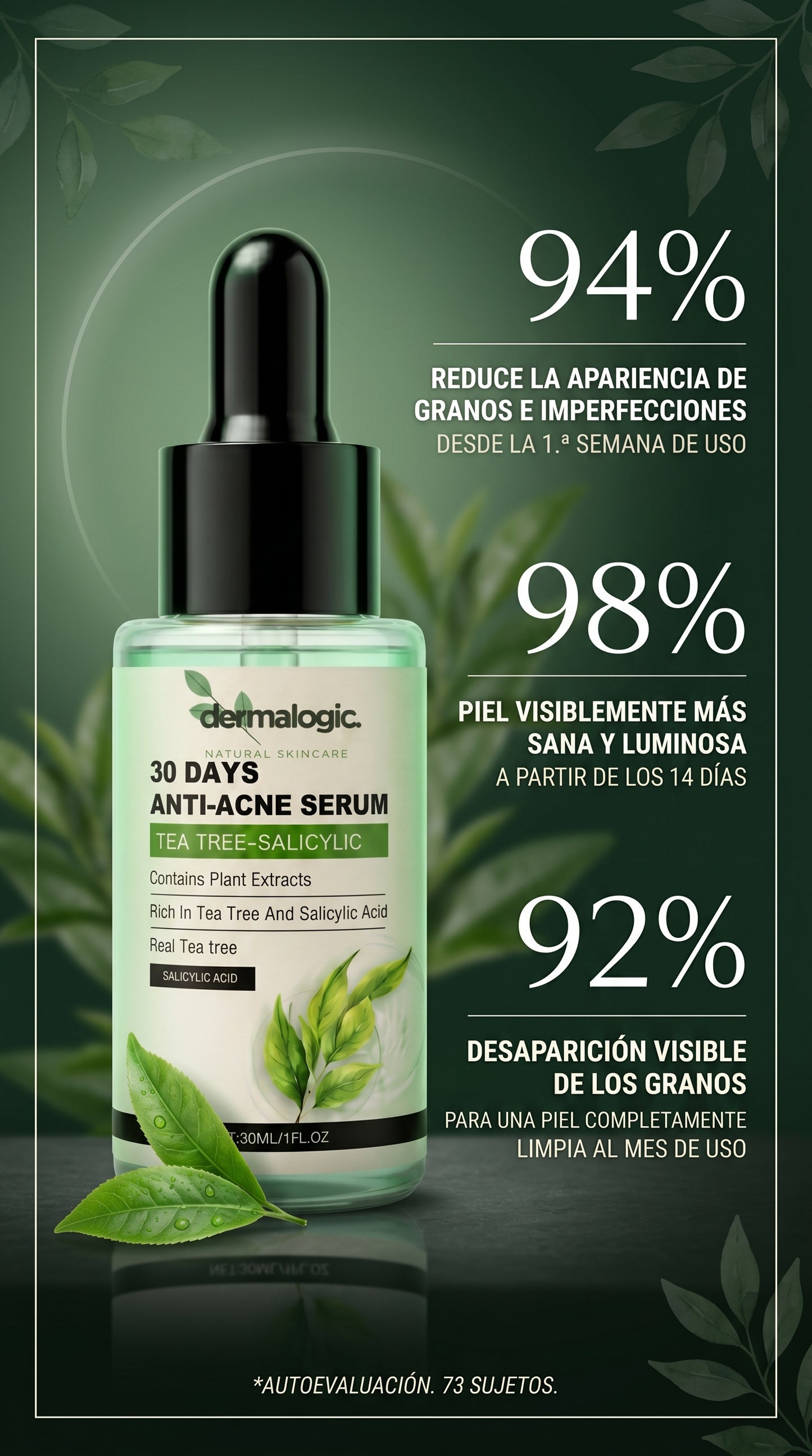 Sérum Antiacné Natural Árbol de Té + Ácido Salicílico – 30 ml